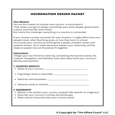 Tiny World Builders: Design Your Own Micronation