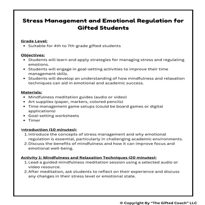 Social-Emotional Learning: Self-Management – Grades 4–7 🌱🕰️