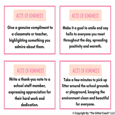 Acts of Kindness Cards – Elementary Edition