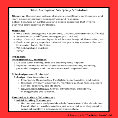 Earthquake Simulation: Disaster Response Team 🌍⚡