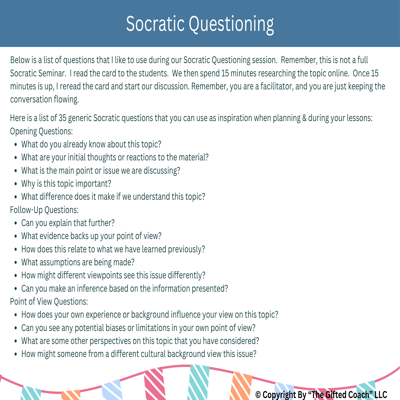 Socratic Questioning Guide & Task Cards: Teach Students to Think Deeper Through Dialogue 🗣️💡