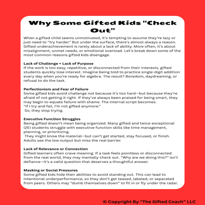 Gifted 101 Series: Understanding Underachievement & Motivation in Gifted Learners