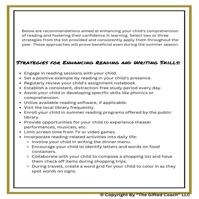 Parent Guide: Strategies for Improving Reading, Writing & Math at Home