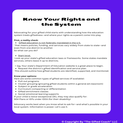 Gifted 101 Series: Advocating for Your Gifted Child at School