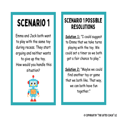 Elementary Gifted Conflict Resolution Role-Play Cards: Smart Minds, Big Emotions—Teach Them to Work It Out