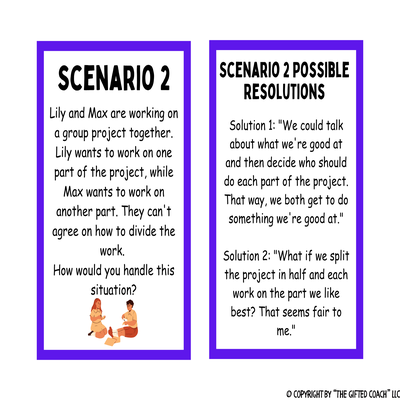 Elementary Gifted Conflict Resolution Role-Play Cards: Smart Minds, Big Emotions—Teach Them to Work It Out