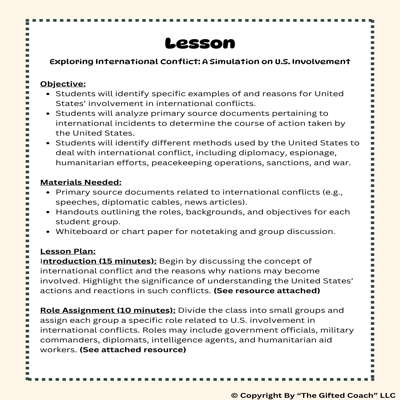 Florida Civics Simulation: International Conflicts (SS.7.CG.4.3)