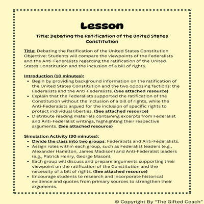 Florida Civics Simulation: Federalist vs. Anti-Federalist Debate (SS.7.CG.1.10)