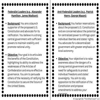 Florida Civics Simulation: Federalist vs. Anti-Federalist Debate (SS.7.CG.1.10)