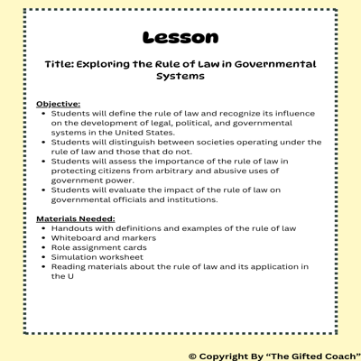 Florida Civics Simulation: The Rule of Law (SS.7.CG.1.11)