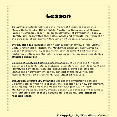 Florida Civics Simulation: Impact of Important Papers (SS.7.CG.1.3)