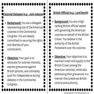 Florida Civics Simulation: The Road to the Declaration of Independence (SS.7.CG.1.5)