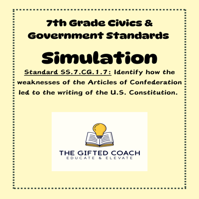 Florida Civics Lesson & Simulation: From the Articles to the Constitution (SS.7.CG.1.7)