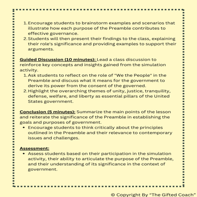 Florida Civics Simulation: Exploring the Preamble (SS.7.CG.1.8)