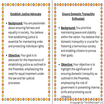 Florida Civics Simulation: Exploring the Preamble (SS.7.CG.1.8)
