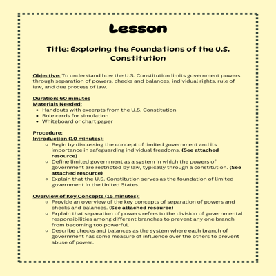 Florida Civics Simulation: Limiting Government Powers (SS.7.CG.1.9)