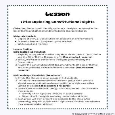 Florida Civics Simulation: Understanding the Bill of Rights (SS.7.CG.2.3)