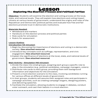 Florida Civics Simulation: The Election & Voting Process (SS.7.CG.2.6)