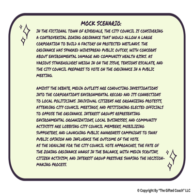 Florida Civics Simulation: Monitoring & Influencing Government (SS.7.CG.2.8)