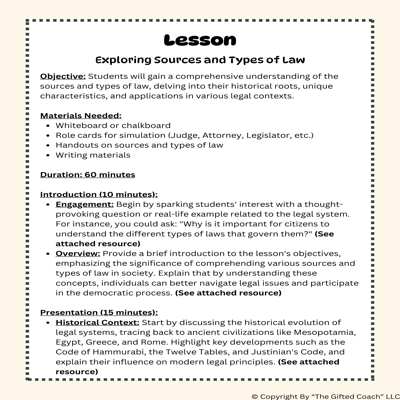 Florida Civics Simulation: Sources & Types of Law (SS.7.CG.3.10)