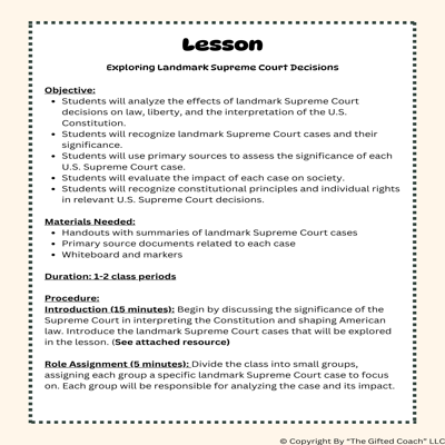 Florida Civics Simulation: Supreme Court Decisions (SS.7.CG.3.11)
