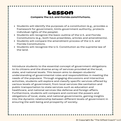 Florida Civics Simulation: U.S. & Florida Constitutions (SS.7.CG.3.12)