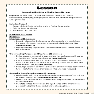 Florida Civics Simulation: U.S. & Florida Constitutions (SS.7.CG.3.12)