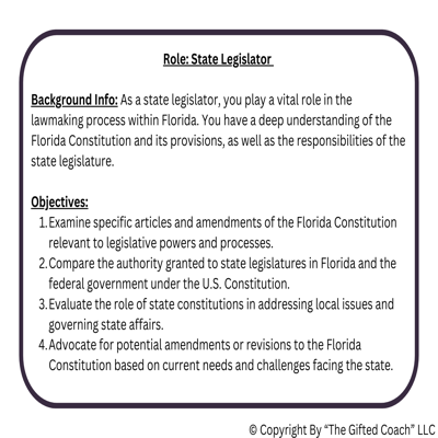 Florida Civics Simulation: U.S. & Florida Constitutions (SS.7.CG.3.12)