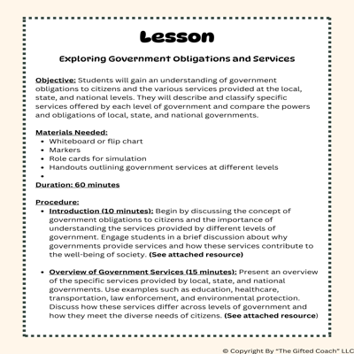 Florida Civics Simulation: Government Obligations (SS.7.CG.3.13)