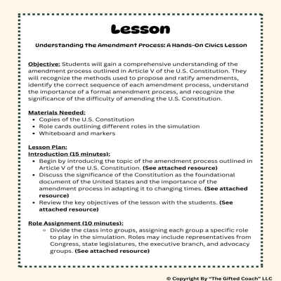 Florida Civics Simulation: The Amendment Process (SS.7.CG.3.5)