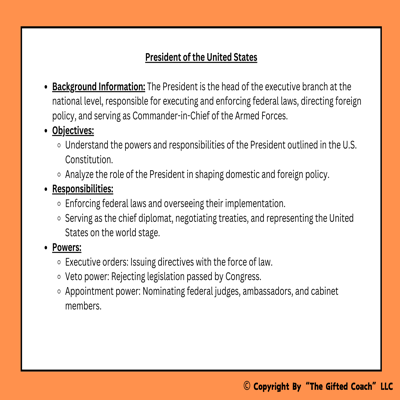Florida Civics Simulation: The Executive Branch (SS.7.CG.3.8)