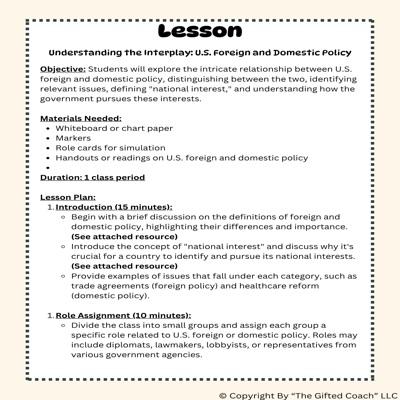Florida Civics Simulation: Foreign & Domestic Policy (SS.7.CG.4.1)