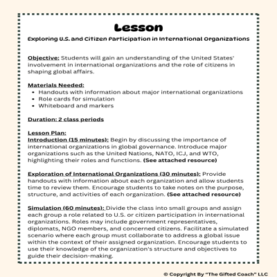 Florida Civics Simulation: International Organizations (SS.7.CG.4.2)