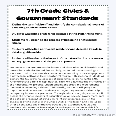 Florida Civics Simulation: Becoming a Citizen (SS.7.CG.2.1)