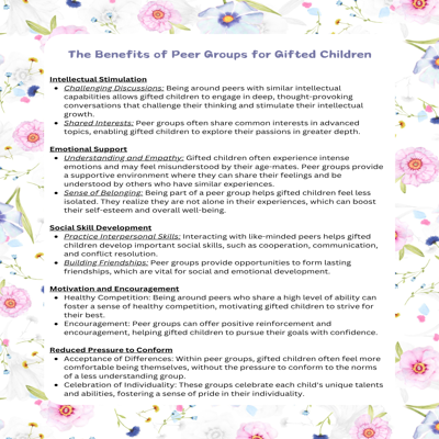 The Benefits of Peer Groups for Gifted Children
