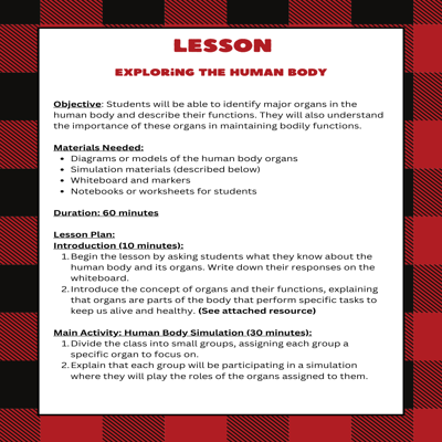 FL 5th Grade Science Simulation: Human Body Organs & Functions (SC.5.L.14.1)