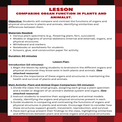 FL 5th Grade Science Simulation: Plant vs. Animal Organ Function (SC.5.L.14.2)