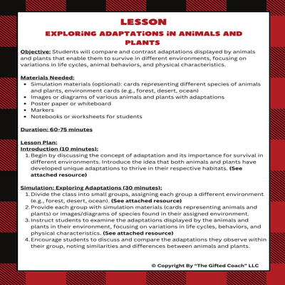 FL 5th Grade Science Simulation: Animal & Plant Adaptations (SC.5.L.17.1)