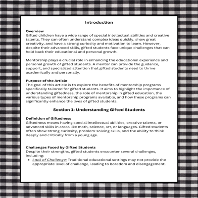 Guiding Bright Minds: The Benefits of Mentorship for Gifted Learners