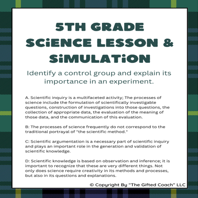 FL 5th Grade Science Simulation: Control Groups (SC.5.N.1.4)