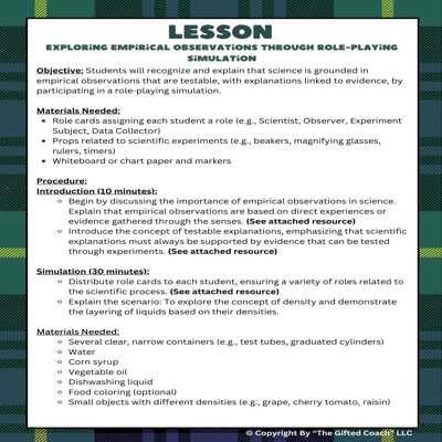 FL 5th Grade Science Simulation: Empirical Evidence in Science (SC.5.N.2.1)