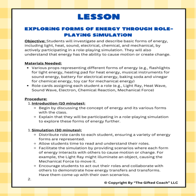 Florida 5th Grade Science Simulation: SC.5.P.10.1 & SC.5.P.10.2 – Forms of Energy