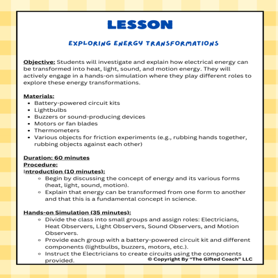 Florida 5th Grade Science Simulation: SC.5.P.10.4 – Transformation of Electrical Energy ⚡💡