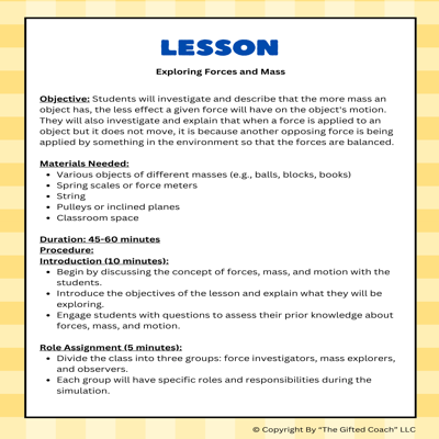 Florida 5th Grade Science Simulation: SC.5.P.13.3 & SC.5.P.13.4 – Force & Mass of Objects ⚖️🚀