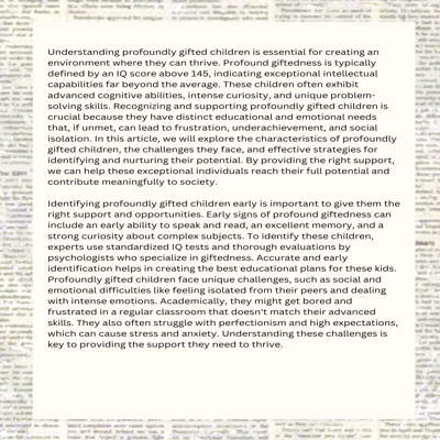 Understanding the Profoundly Gifted