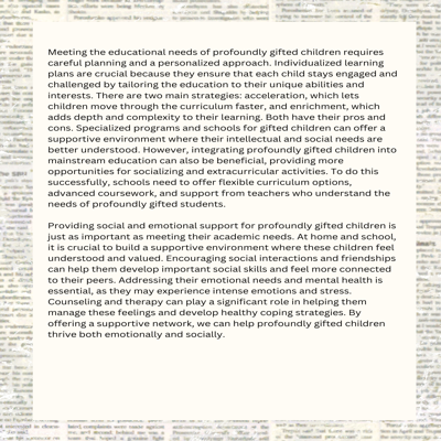 Understanding the Profoundly Gifted