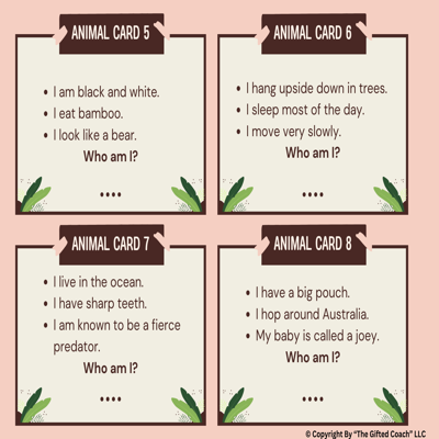 Animal Habits Riddle – Task Cards (Grades 1–2)