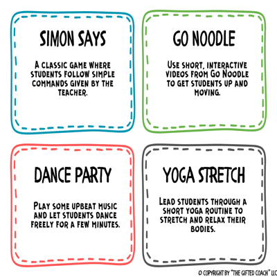 Brain Break Cards for Elementary 🧠✨