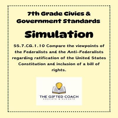 Florida Civics Simulation: Federalist vs. Anti-Federalist Debate (SS.7.CG.1.10)