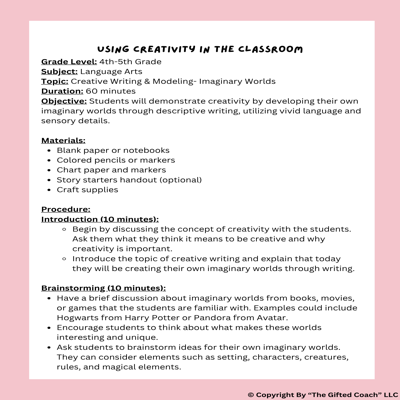 Pen to Possibility: Creative Writing Lesson Plan ✍️✨